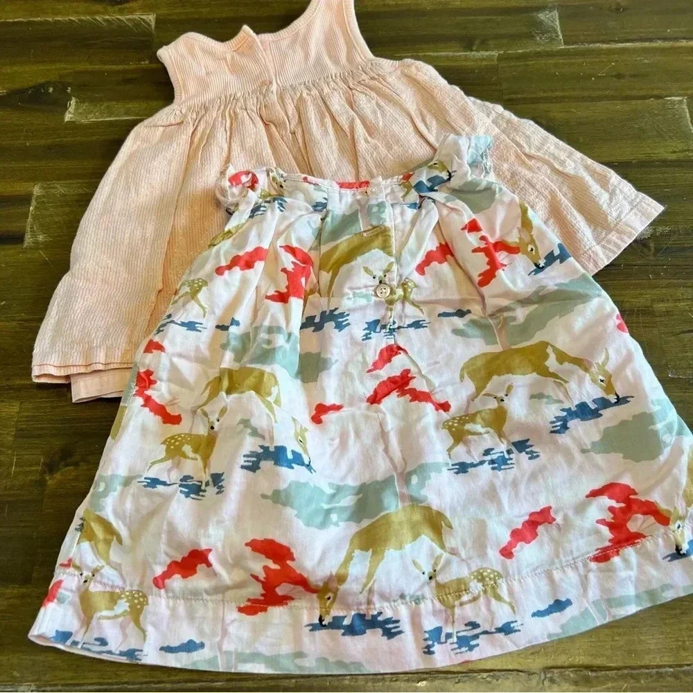 Gabp Baby Dress Bundle Pink Doe Deer Woods Ruffle Glitter stripe 3-6 months